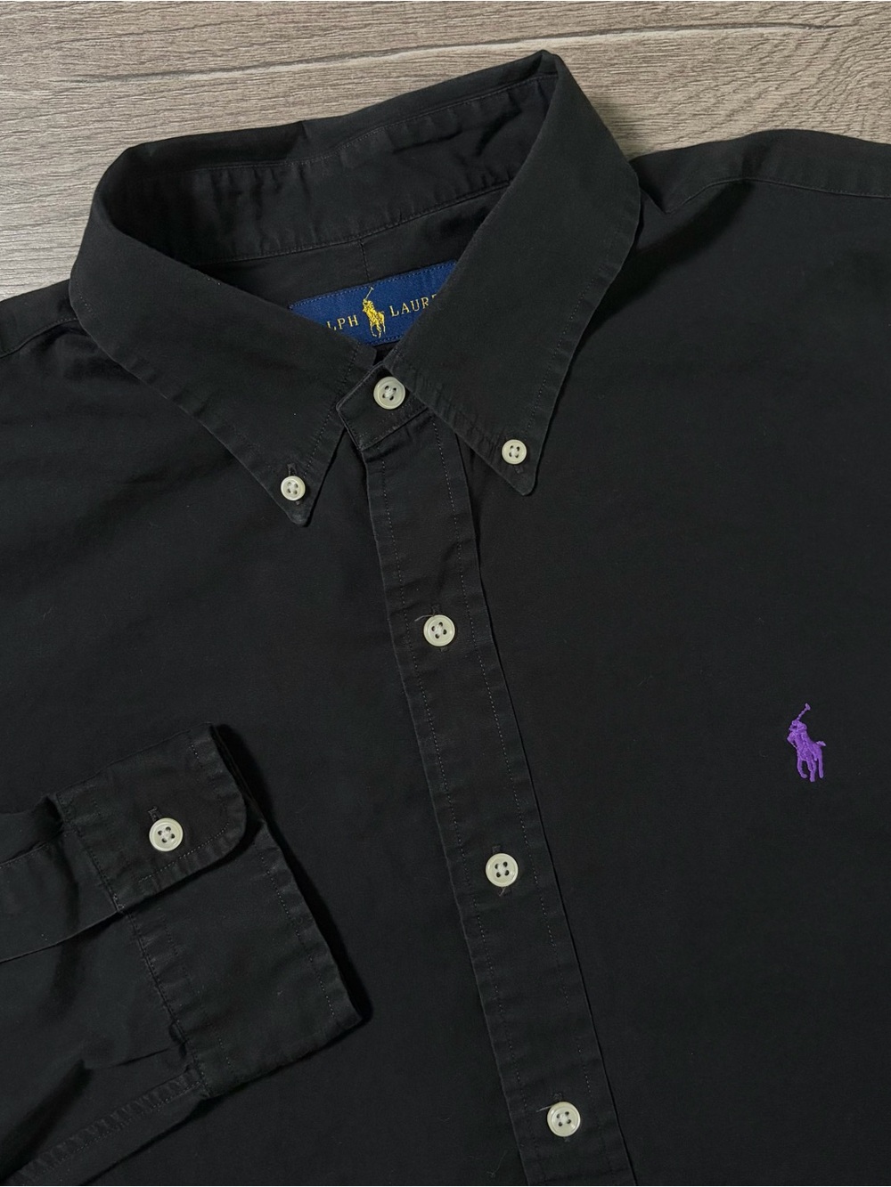 Ralph Lauren Long Sleeve Button Up Shirt Size XL Black Pony Logo Formal Preppy